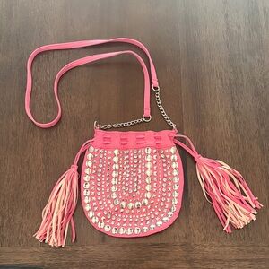 Pink Studded Crossbody Bag